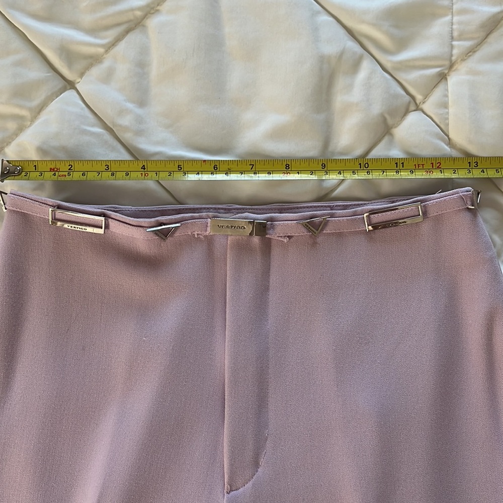 Vintage ‘90s Vertigo made in France classic lilac trouser with logo belt S / 26 - Picture 9 of 17